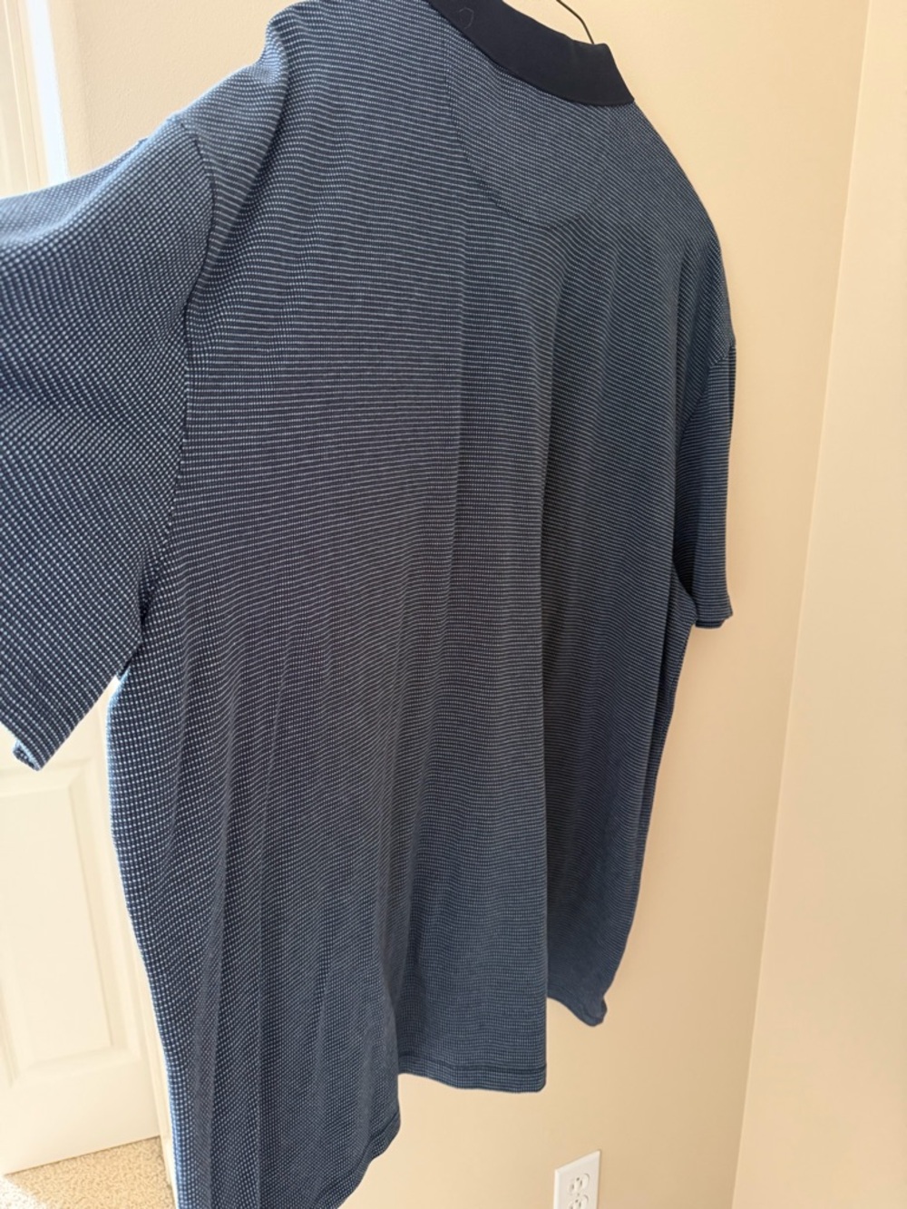 Jos A Bank Navy Patterned Polo with Ribbed Collar - Picture 4 of 4